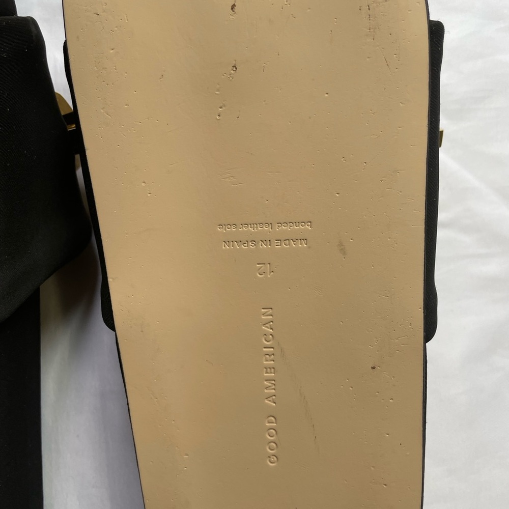 Sz 12 Good American Black and Gold Chain Slide Sandals - Picture 9 of 16